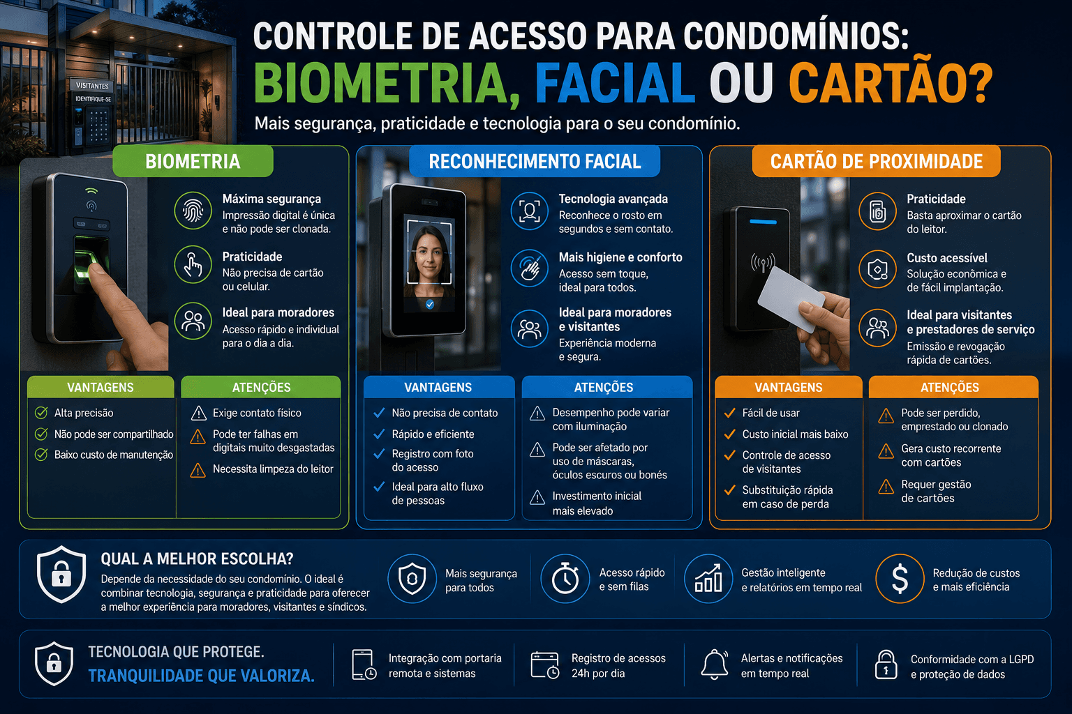 Controle de acesso para condomínios: biometria, facial ou cartão?
